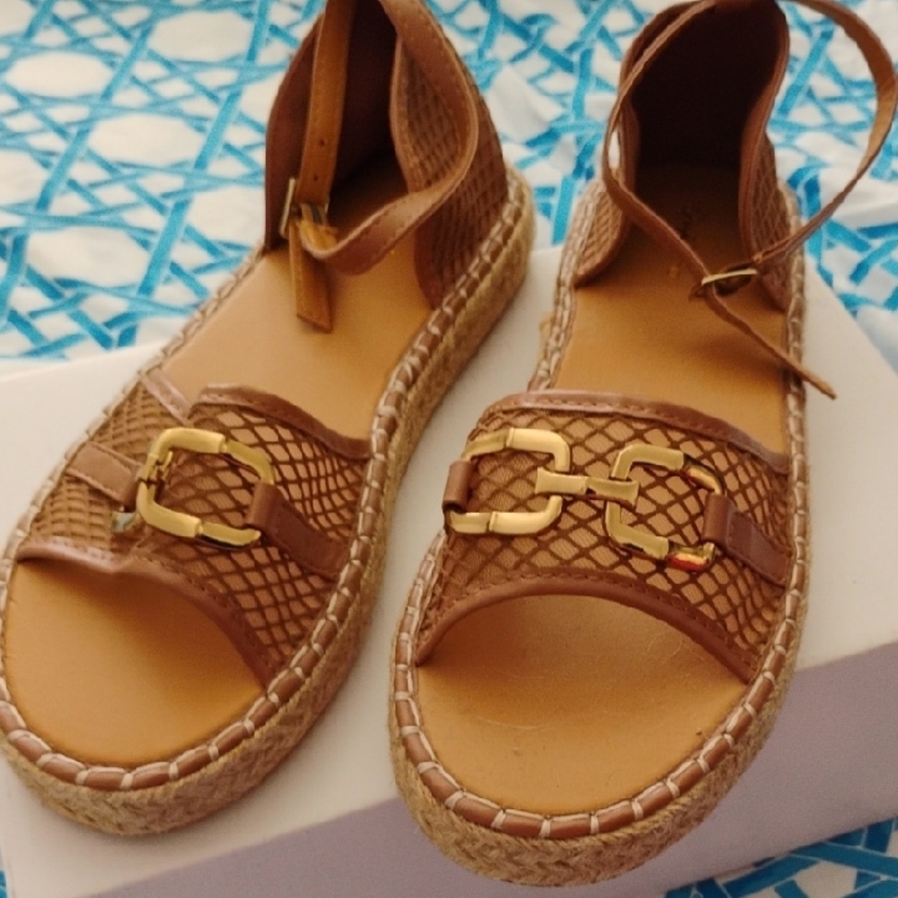Brown Sandals with Gold Buckle